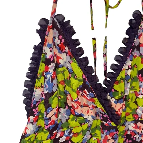 FP One Free People Green Purple High low Floral Halter Maxi special occasion - Picture 9 of 16